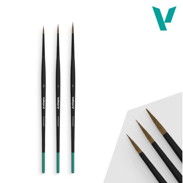 Vallejo Brushes - Pro Modeler - Design Set - Natural Hair (Sizes 0, 1 & 2)