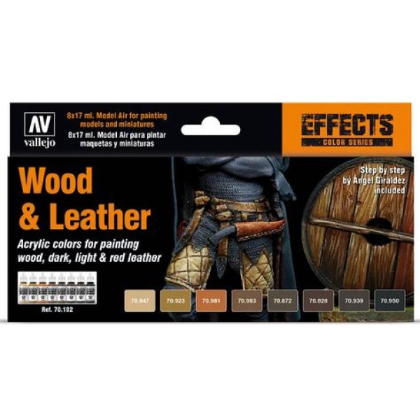 Vallejo - Model Colour - Wood & Leather Acrylic Paint Set (8 x 17ml)