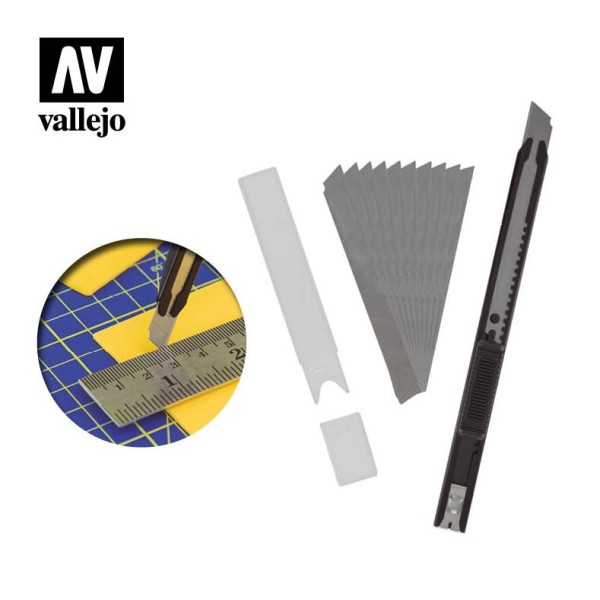 Vallejo - Tools - Slim Snap-Off Knife and 10 Blades