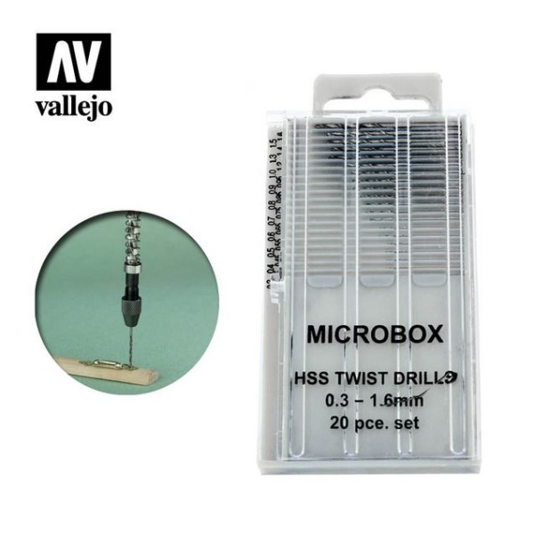 Vallejo - Tools - Microbox drill set (20) 0.3-1.6mm