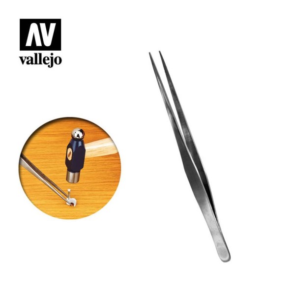 Vallejo - Tools - Straight Tip Stainless Steel Tweezers (175 mm)