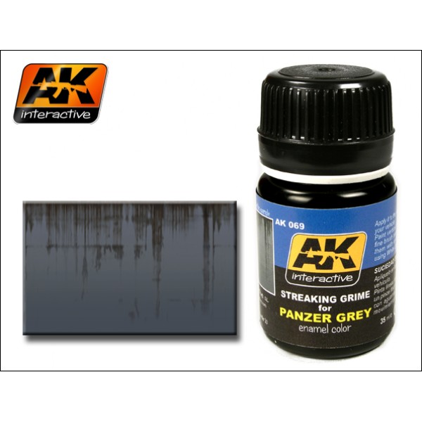 AK Interactive - Washes & Auxiliaries: Streaking Grime for Panzer Grey