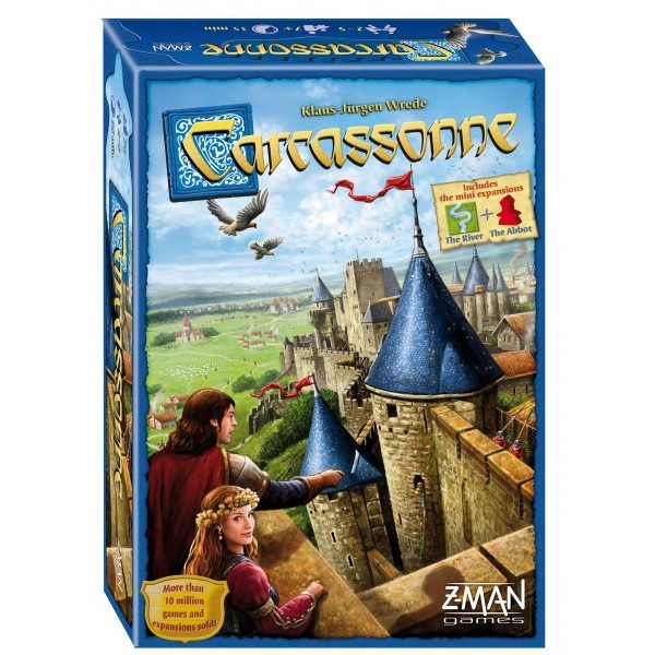 Carcassonne Board Game 2015 edition - also Includes The River & Abbot Expansion