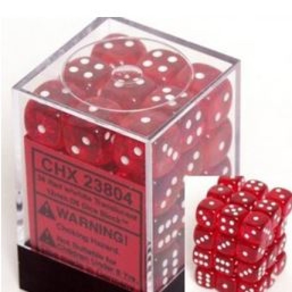 Chessex - D6 12mm Translucent Red / White
