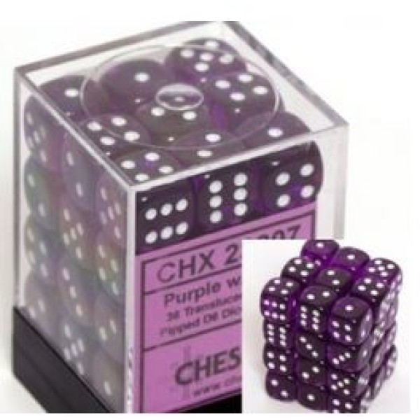 Chessex - D6 12mm Translucent Purple / White