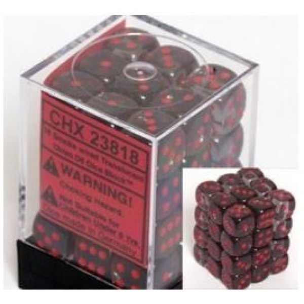 Chessex - D6 12mm Translucent Smoke / Red