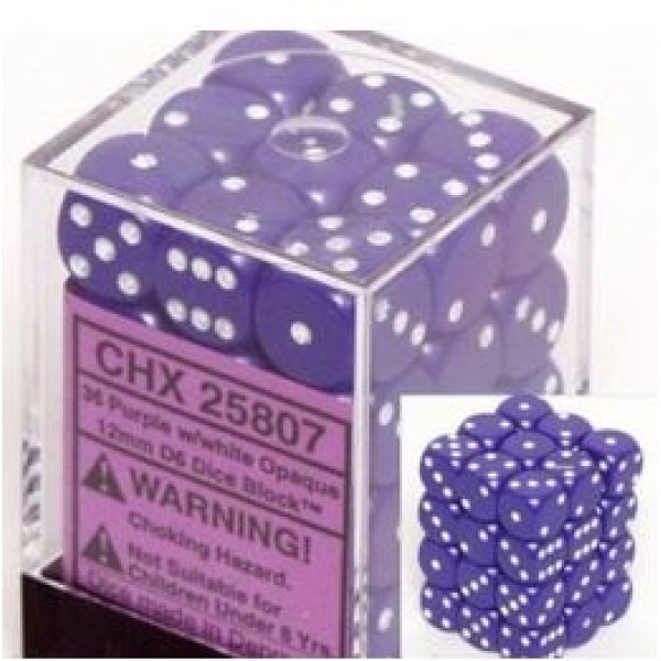 Chessex - D6 12mm Opaque Purple / White