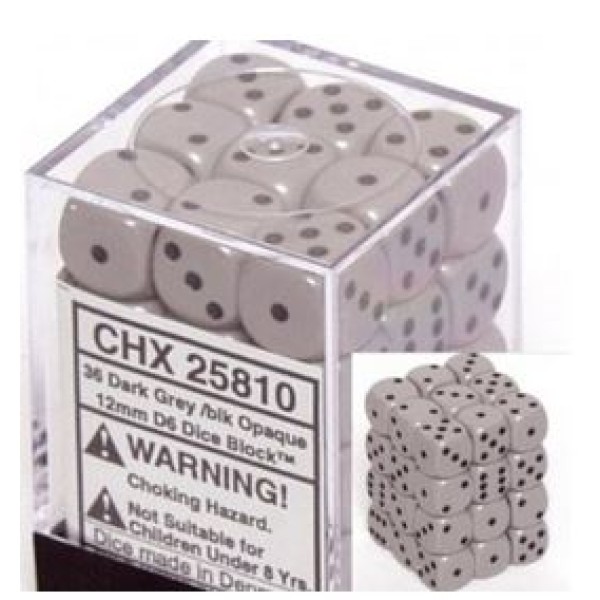 Chessex - D6 12mm Opaque Grey / Black