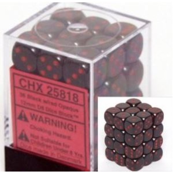 Chessex - D6 12mm Opaque Black / Red