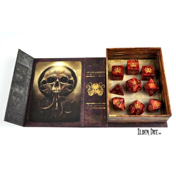 Elder Dice - 9 dice Poly Set - Red with Cthulhu Design