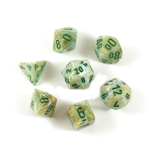 Chessex RPG DICE - Green/Dark Green Marble Polyhedral 7-Die Set