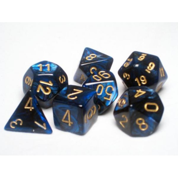 Chessex RPG DICE - Scarab Royal Blue/Gold 7-Die Set