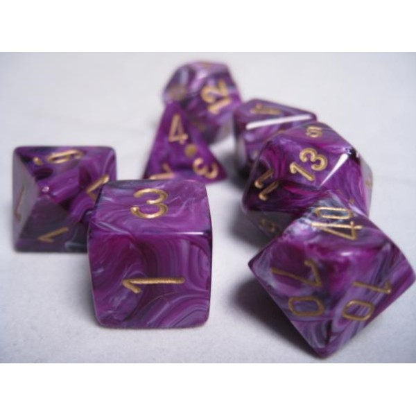 Chessex RPG DICE - Purple/Gold Vortex Polyhedral 7-Die Set