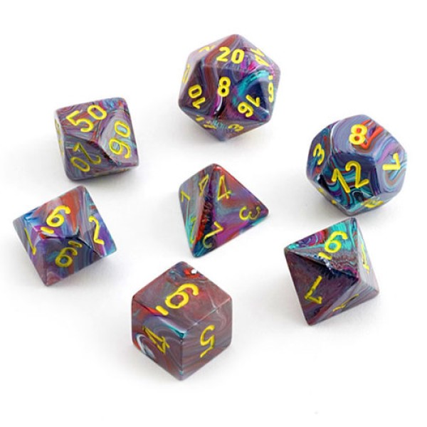 Chessex RPG DICE - Festive Mosaic/Yellow Polyhedral 7-Die Set