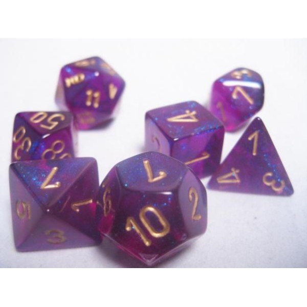 Chessex RPG DICE - Royal Purple/Gold Borealis Polyhedral 7-Die Set