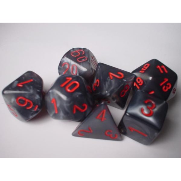 Chessex RPG DICE - Black / Red Velvet Polyhedral 7-Die Set