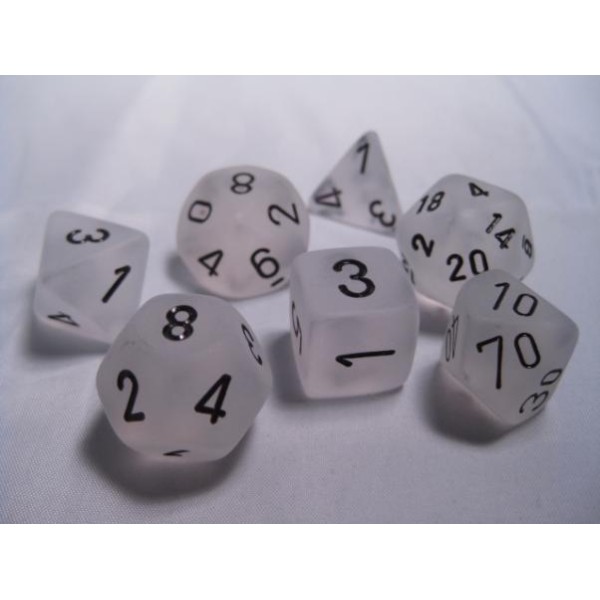 Chessex RPG DICE - Frosted Clear  / Black 7 Dice set