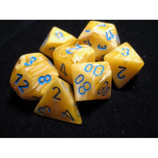 Chessex RPG DICE - Vortex Yellow/Blue Polyhedral 7-Die Set