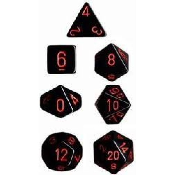 Chessex RPG DICE - Opaque Black / Red 7 dice set