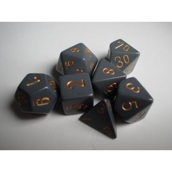 Chessex RPG DICE - Dark Grey / Copper 7 dice set