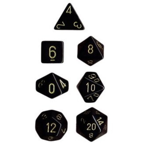 Chessex RPG DICE - Opaque Black / Gold 7 dice set