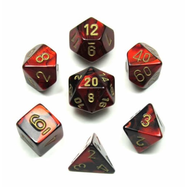 Chessex RPG DICE - Gemini Black-Red / Gold 7 dice set