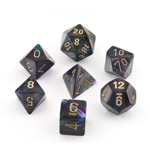 Chessex RPG DICE - Lustrous Shadow / Gold 7 dice set
