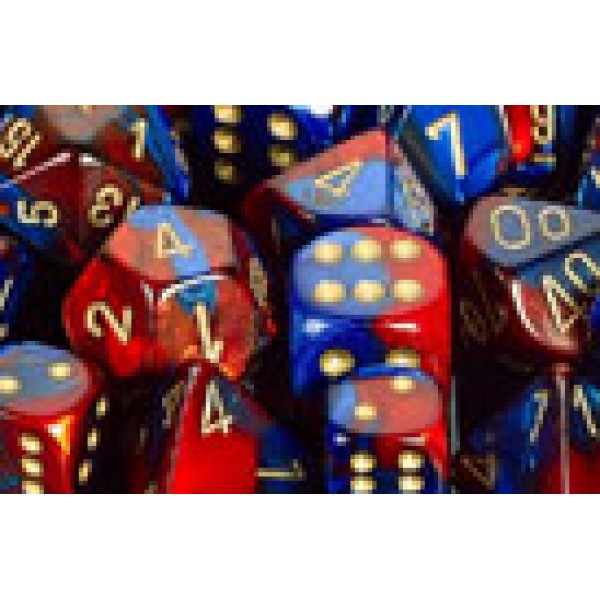 Chessex RPG DICE - Gemini Blue - Red / Gold 7 Dice Set