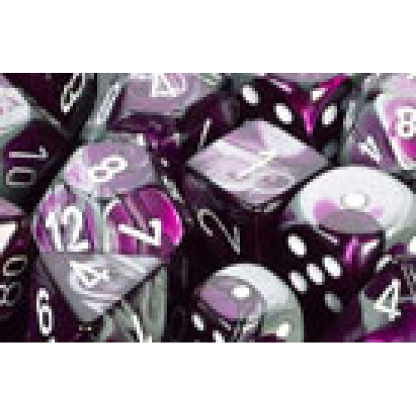 Chessex RPG DICE - Gemini Purple -Steel / White 7 Dice Set