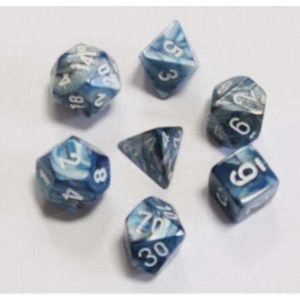 Chessex RPG DICE - Lustrous Slate / white 7 dice set