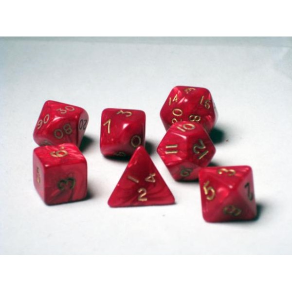 Crystal Caste RPG DICE - Red Pearl Polyhedral 7-Die Set