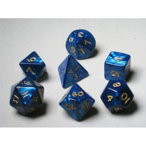 Crystal Caste RPG DICE - Blue Pearl Polyhedral 7-Die Set