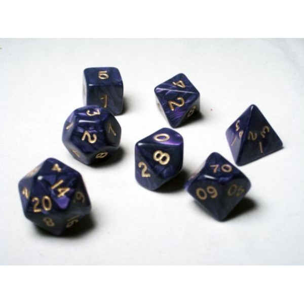 Crystal Caste RPG DICE - Purple Pearl Polyhedral 7-Die Set