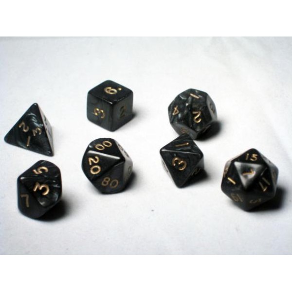 Crystal Caste RPG DICE - Black Pearl Polyhedral 7-Die Set