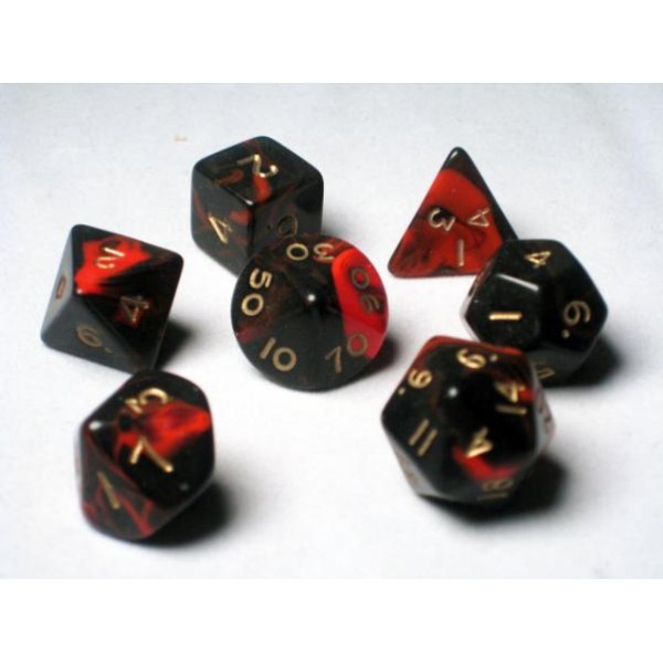 Crystal Caste RPG DICE - Red Oblivion Polyhedral 7-Die Set