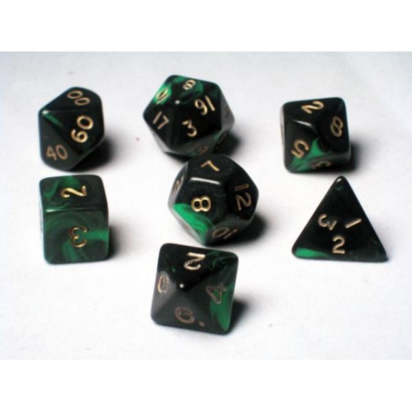 Crystal Caste RPG DICE - Green Oblivion Polyhedral 7-Die Set