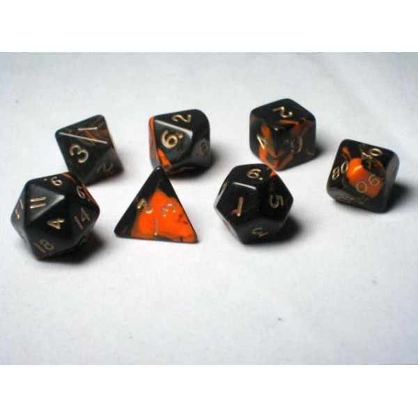 Crystal Caste RPG DICE - Orange Oblivion Polyhedral 7-Die Set