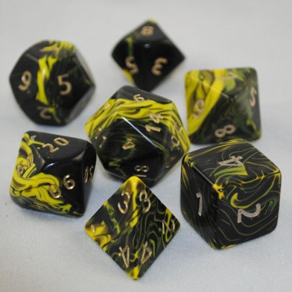 Crystal Caste RPG DICE - Yellow Oblivion Polyhedral 7-Die Set