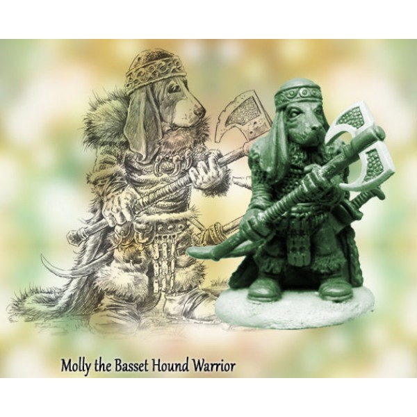 Dark Sword Miniatures - Critter Kingdoms - Molly - Basset Hound Warrior
