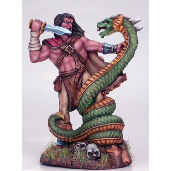 Dark Sword Miniatures - Visions in Fantasy - Male Barbarian Fighting Snake Beast