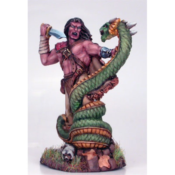 Dark Sword Miniatures - Visions in Fantasy - Male Barbarian Fighting Snake Beast