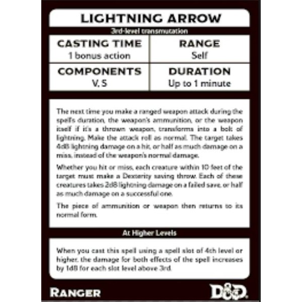 D&D - Spellbook Cards - Ranger Deck