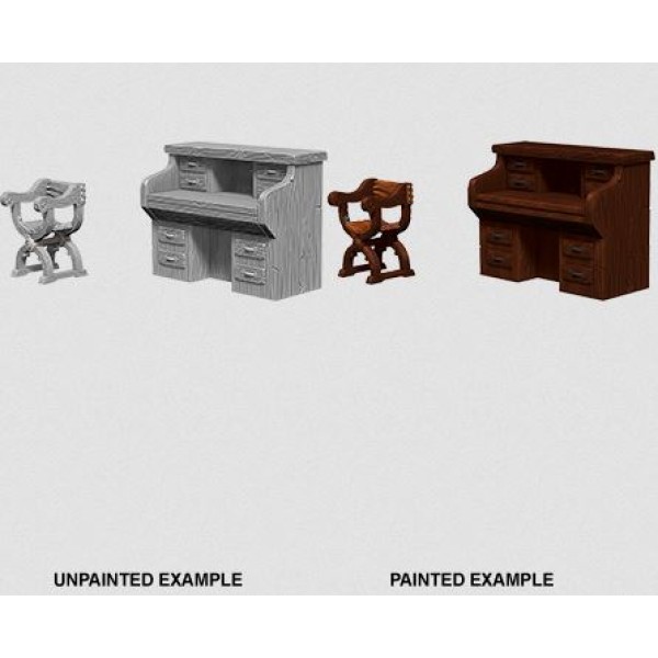 Clearance - Pathfinder - Deep Cuts Unpainted Miniatures: Desk & Chair