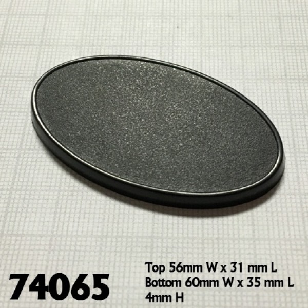 Reaper Bases - 75mm x 46mm Oval Gaming Base (10)