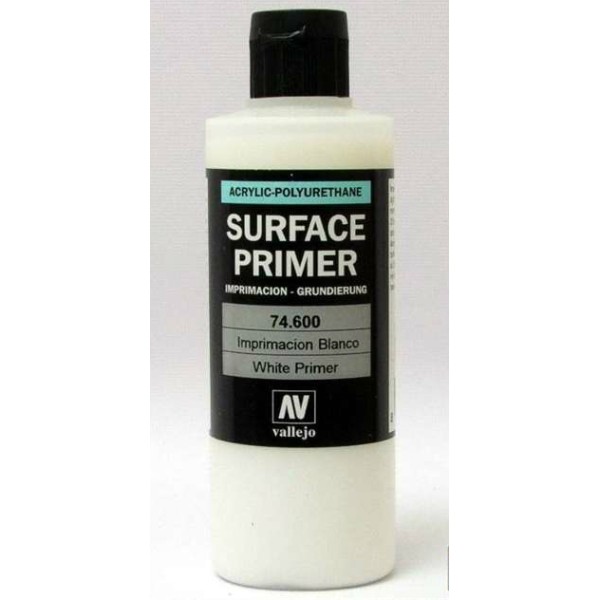 Vallejo - White Polyurethane Surface Primer - 200ml bottle